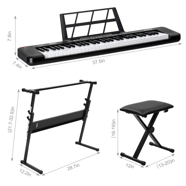 61 Key Electronic Keyboard with Illuminated Features & Stool Set - Not Available for AM Sale - Image 7