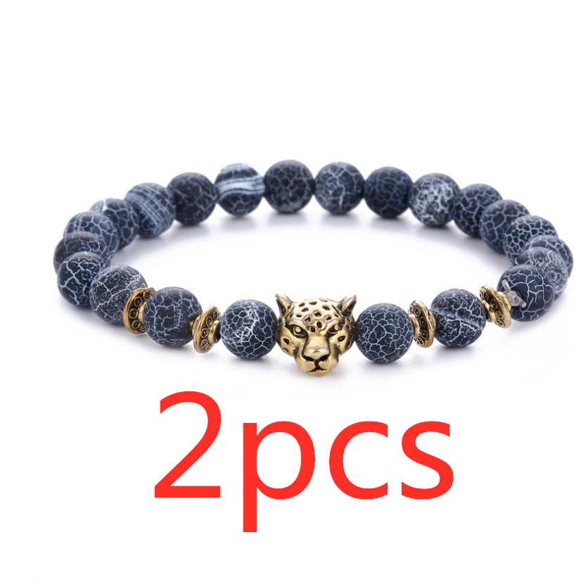 Agate Alloy Leopard Head Beaded Bracelet - Unique & Stylish Accessory - Image 6