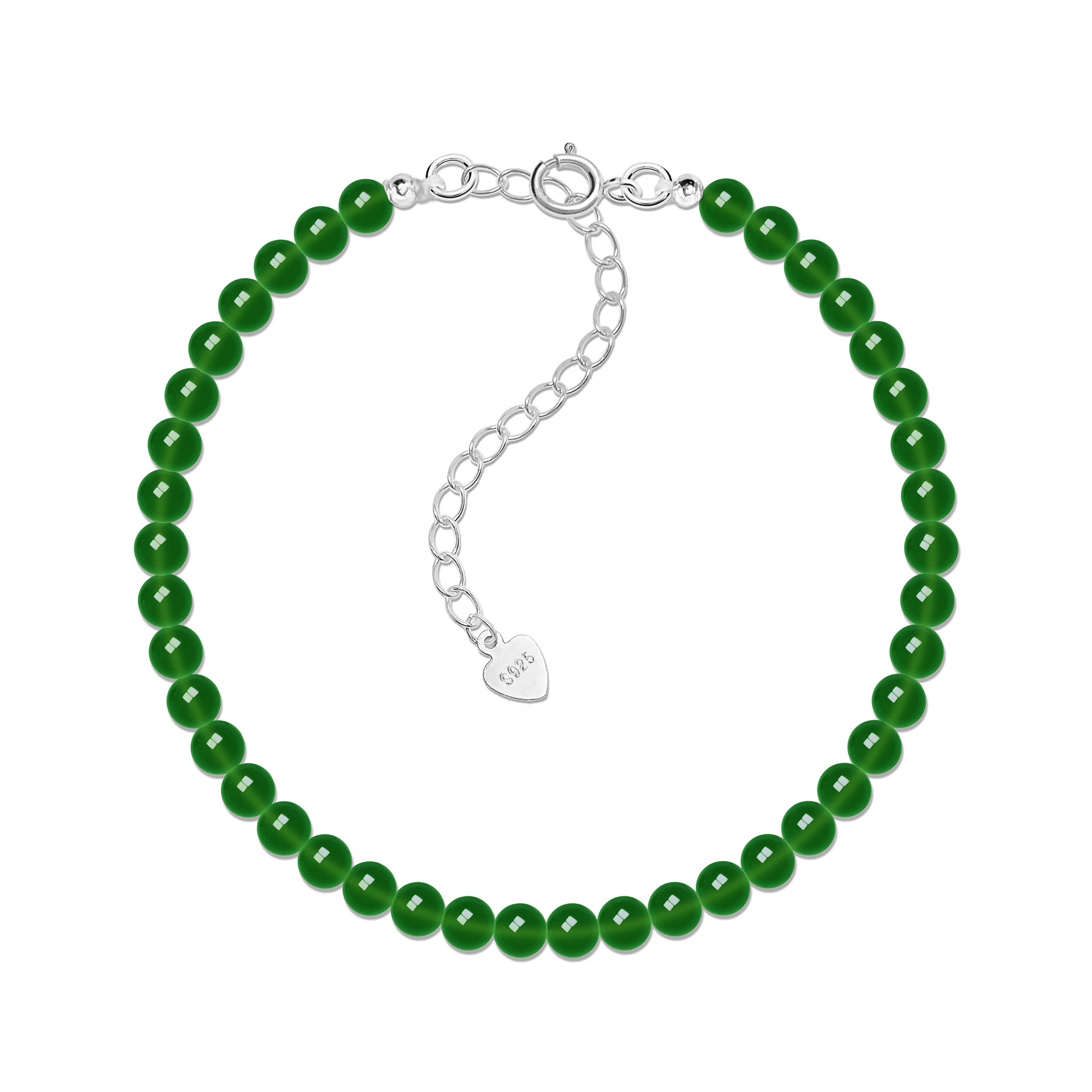 Elegant Silver White Green Chalcedony and Pearl Bracelet for Women - Image 7