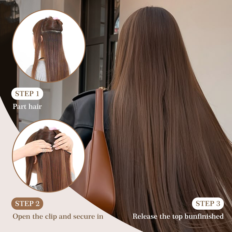 Holdbalance 24-Inch Straight Clip-In Hair Extensions for Women - 6PCS Soft, Natural Synthetic Hairpieces - Image 7
