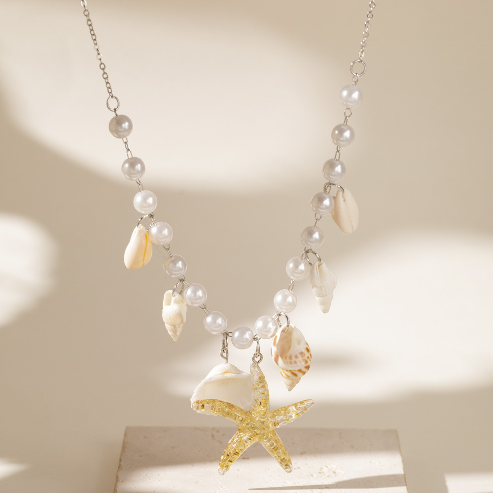 Stylish Pearl Conch Starfish Necklace - Trendy Shell Clavicle Chain - Image 4