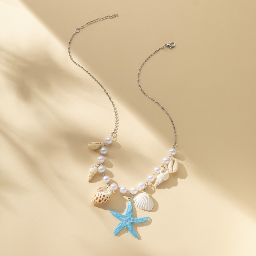 Stylish Pearl Conch Starfish Necklace - Trendy Shell Clavicle Chain - Image 6
