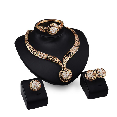 Elegant Four-Piece Jewelry Set: Necklace, Earrings, and Ring Collection - Image 2