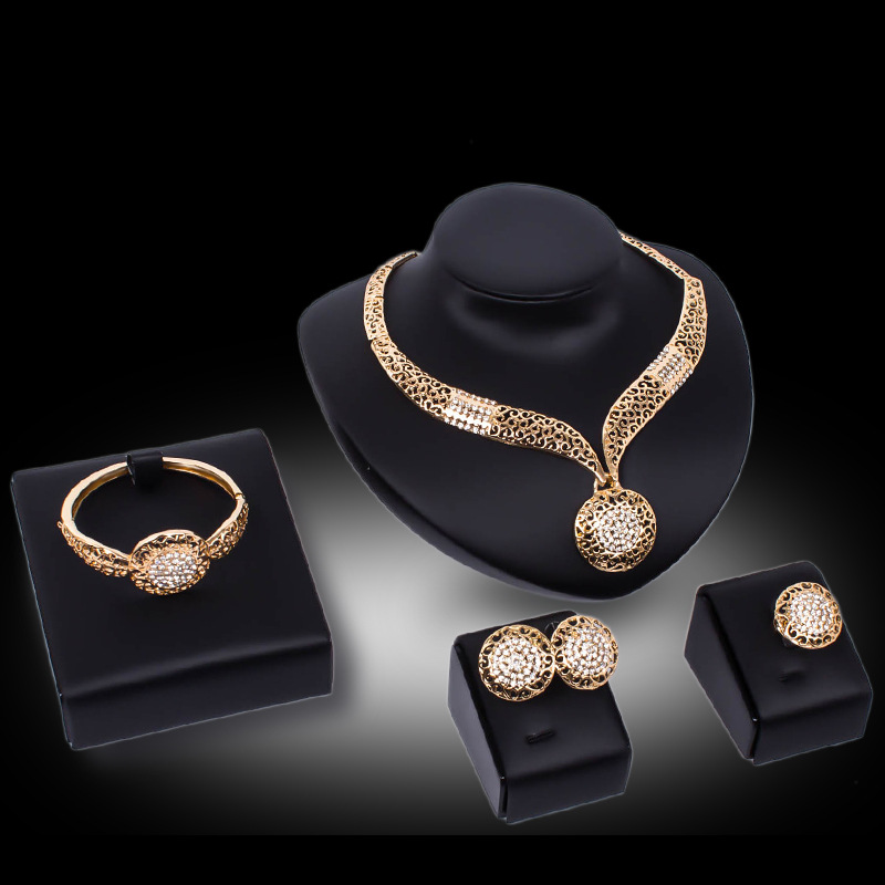 Elegant Four-Piece Jewelry Set: Necklace, Earrings, and Ring Collection - Image 4