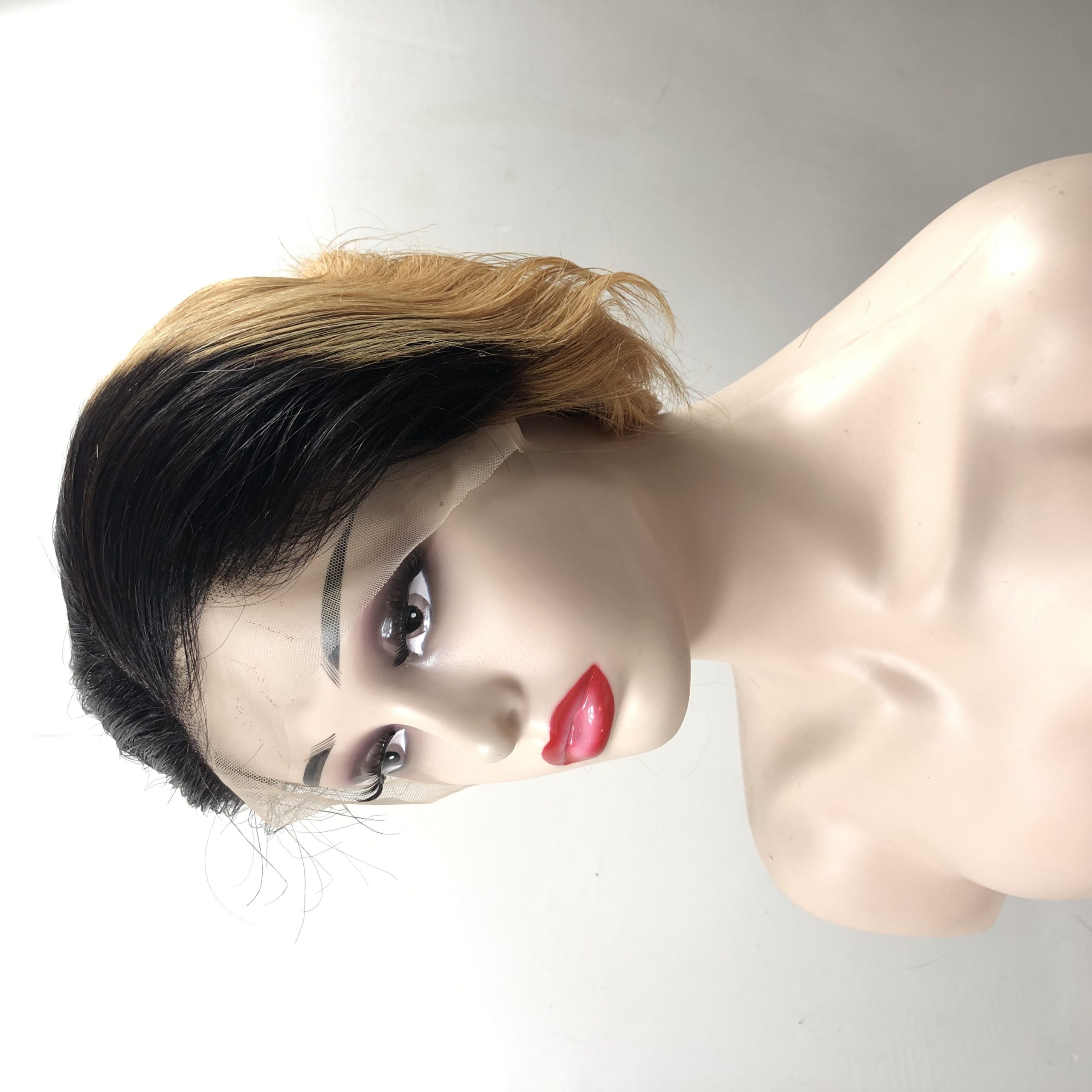 Wave Head Non-toxic Wig - Short Straight Human Hair, Glue-free 13x4 HD Lace Front Wig in Brown. - Image 4