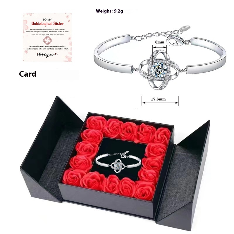 Stylish Women's Rhinestone Four-leaf Clover Bracelet - Effortless Fashion Elegance - Image 5