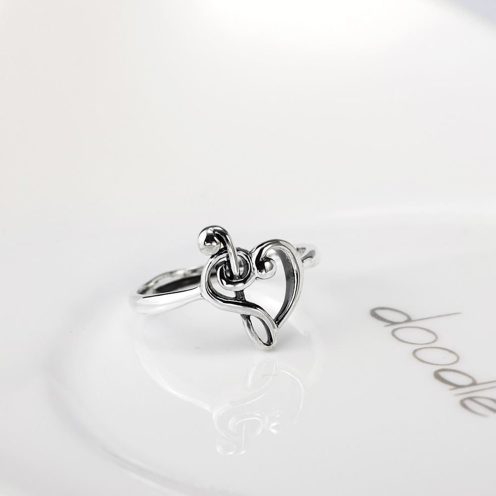 Stylish Silver Retro Music Note Ring for Music Lovers - Image 3