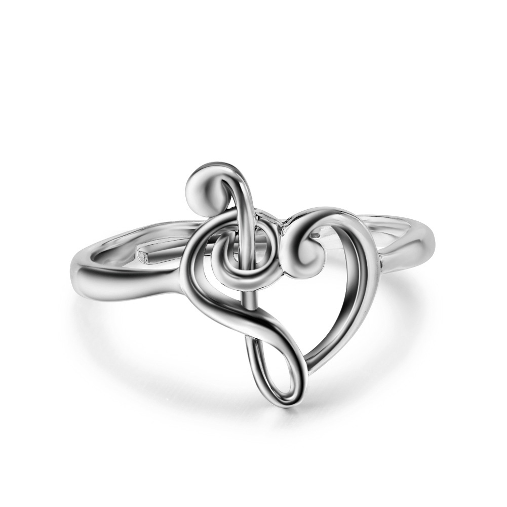 Stylish Silver Retro Music Note Ring for Music Lovers - Image 4