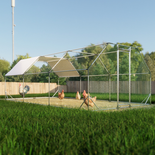 10 Ft. X 20 Ft. Galvanized Large Metal Walk-In Chicken Coop Cage | Durable Poultry Run & Hen House for Your Farm