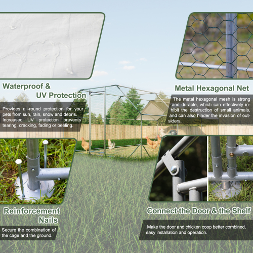 10 Ft. X 20 Ft. Galvanized Large Metal Walk-In Chicken Coop Cage | Durable Poultry Run & Hen House for Your Farm - Image 3