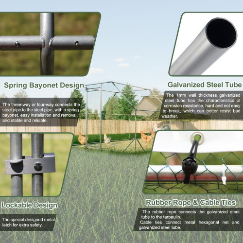 10 Ft. X 20 Ft. Galvanized Large Metal Walk-In Chicken Coop Cage | Durable Poultry Run & Hen House for Your Farm - Image 4