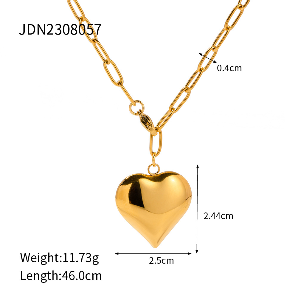 Gold Plated Stainless Steel Smooth Love Heart Necklace - Hypo-Allergenic, Tarnish & Water Resistant Chunky Jewelry for Women - Image 6