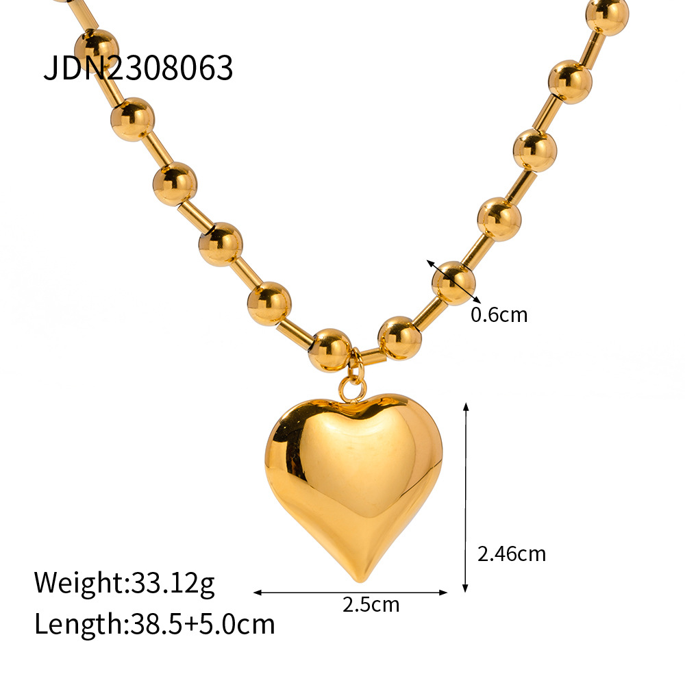 Gold Plated Stainless Steel Smooth Love Heart Necklace - Hypo-Allergenic, Tarnish & Water Resistant Chunky Jewelry for Women - Image 8