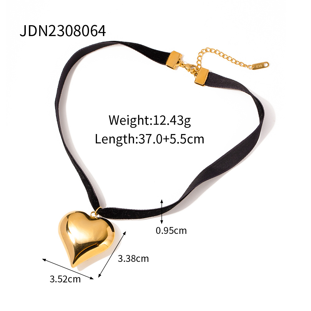 Gold Plated Stainless Steel Smooth Love Heart Necklace - Hypo-Allergenic, Tarnish & Water Resistant Chunky Jewelry for Women - Image 9