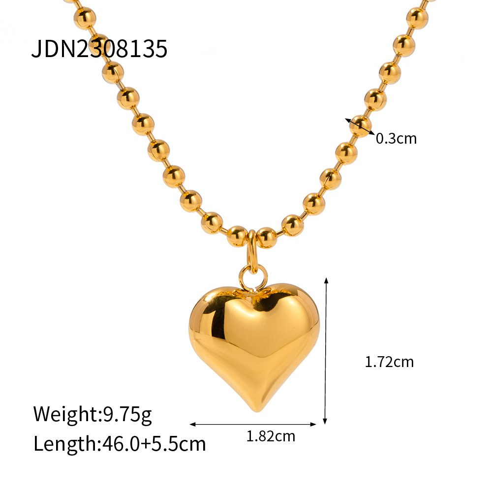 Gold Plated Stainless Steel Smooth Love Heart Necklace - Hypo-Allergenic, Tarnish & Water Resistant Chunky Jewelry for Women - Image 12