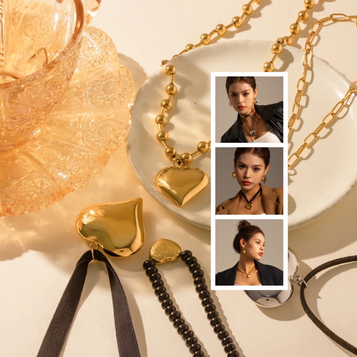 Gold Plated Stainless Steel Smooth Love Heart Necklace - Hypo-Allergenic, Tarnish & Water Resistant Chunky Jewelry for Women - Image 16