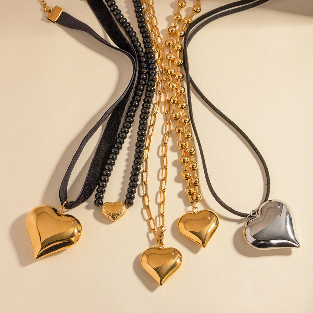 Gold Plated Stainless Steel Smooth Love Heart Necklace - Hypo-Allergenic, Tarnish & Water Resistant Chunky Jewelry for Women - Image 17