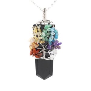 Crystal Column Tree of Life Winding Pendant Necklace - Elegant Jewelry Piece
