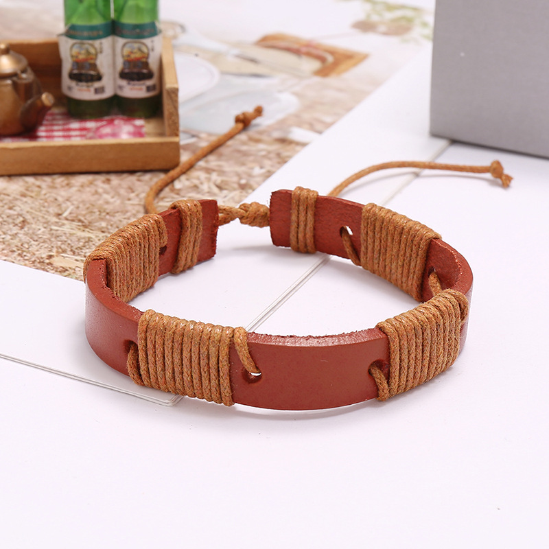 Vintage Weave Cattle Leather Bracelet - Stylish & Simple Design - Image 9