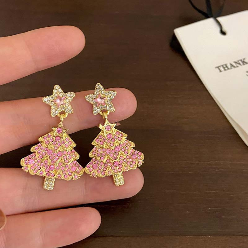 Elegant Christmas Tree Earrings for Women - Sparkling Zircon Dangle Jewelry for Holiday Parties - Image 4