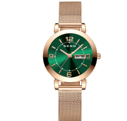 Waterproof Dual Calendar Women's Alloy Quartz Watch with Night Light Feature - Image 8