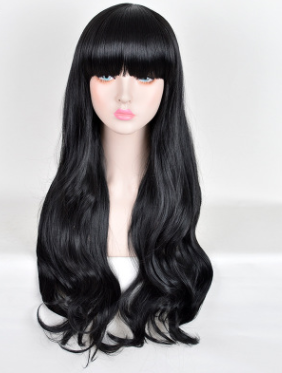 Lolita Korean Fashion Fluffy Qi Liu Hai Long Curly Black Cosplay Wig - Image 2