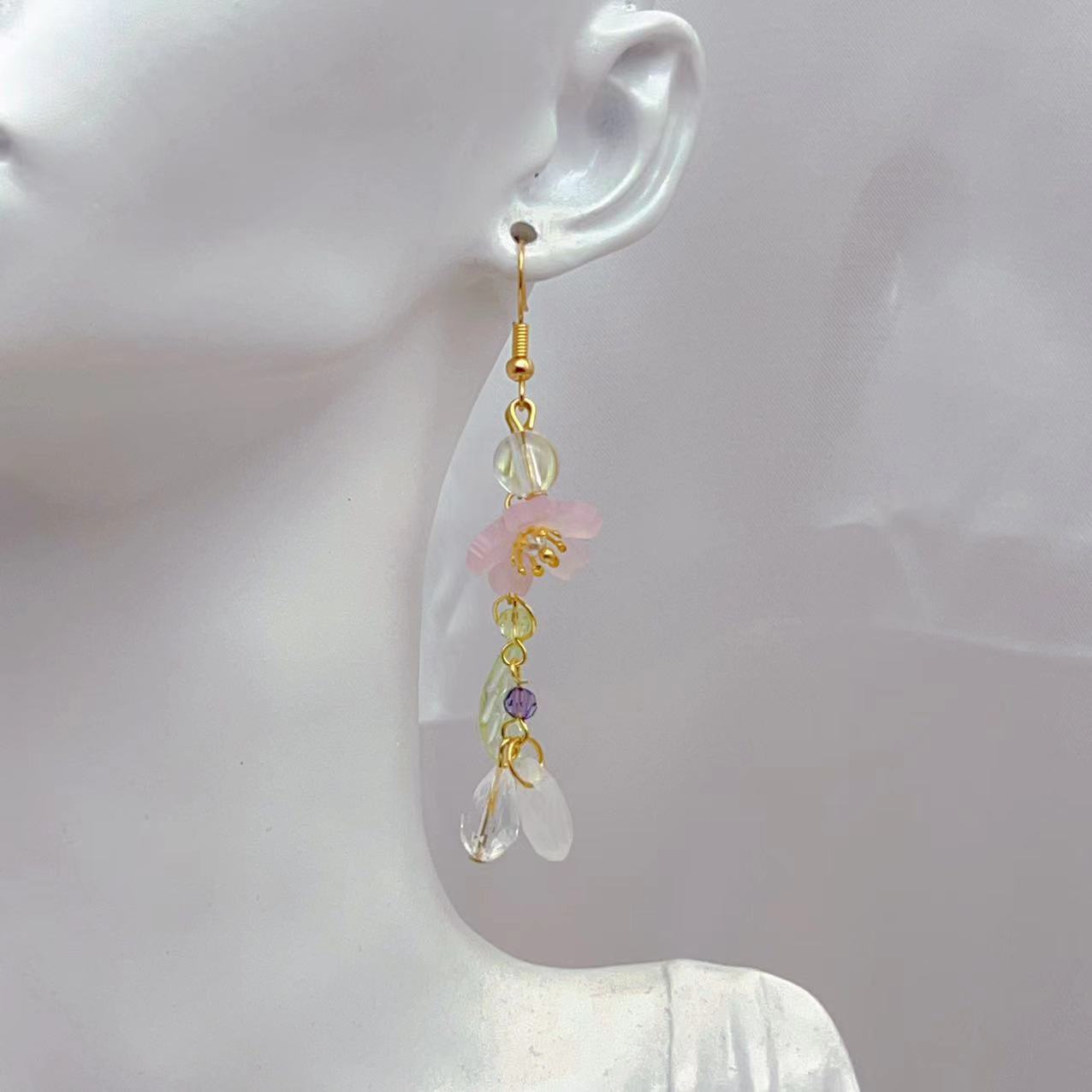 Elegant Cherry Blossom Leaves Resin Flower Ear Hooks for a Stylish Look - Image 3