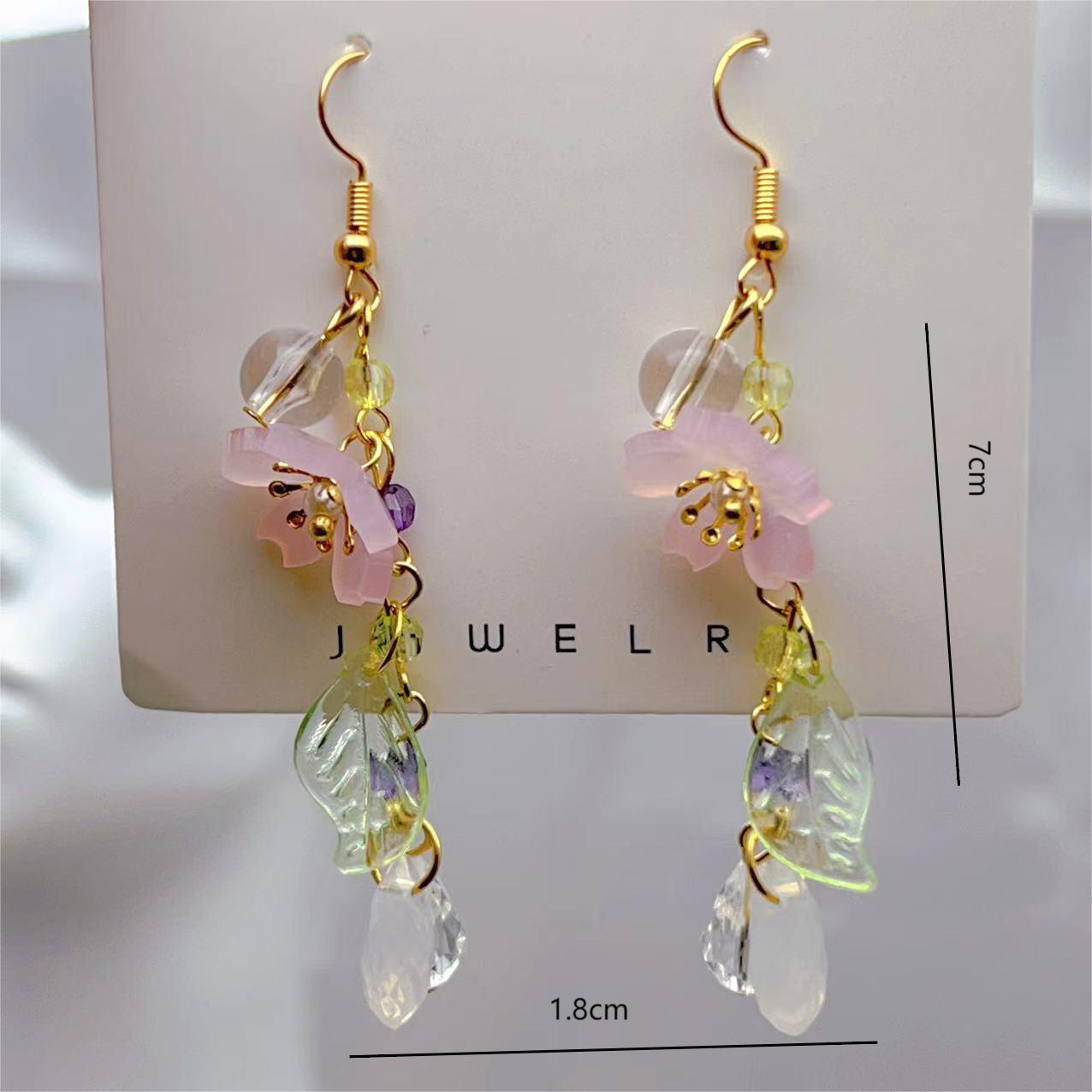 Elegant Cherry Blossom Leaves Resin Flower Ear Hooks for a Stylish Look - Image 4