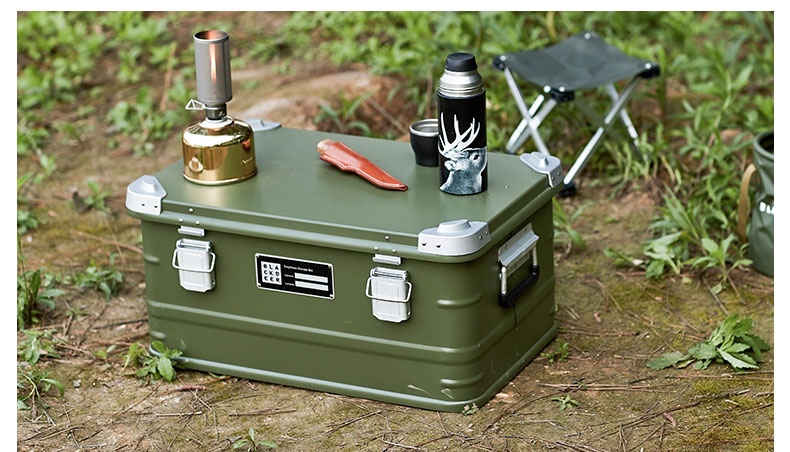 Durable Outdoor Aluminum Alloy Storage Box for Camping - Portable Vehicle-Mounted Wild Camping Gear - Image 5