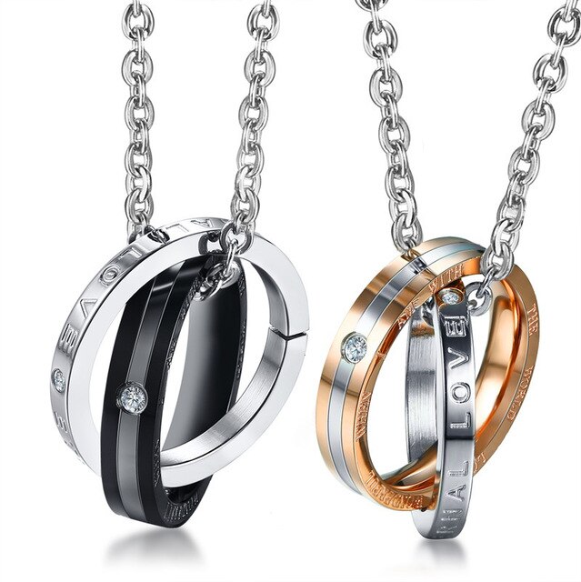 Elegant Stainless Steel Couple Necklace - Perfect for Love & Connection - Image 2