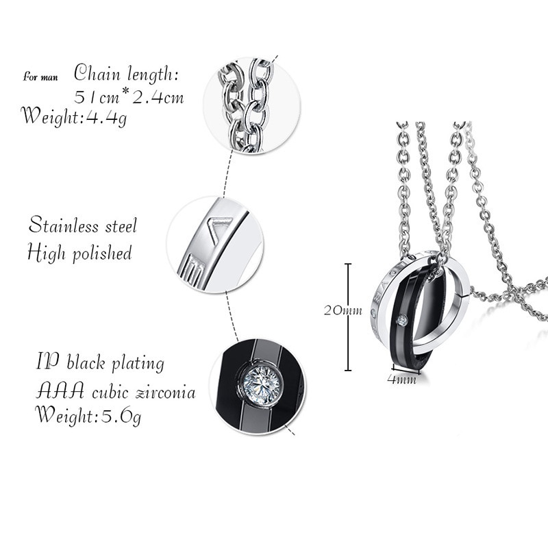 Elegant Stainless Steel Couple Necklace - Perfect for Love & Connection - Image 3