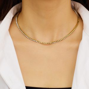 Elegant Strass Cup Chain Titanium Steel Necklace for Women - Stylish Jewelry