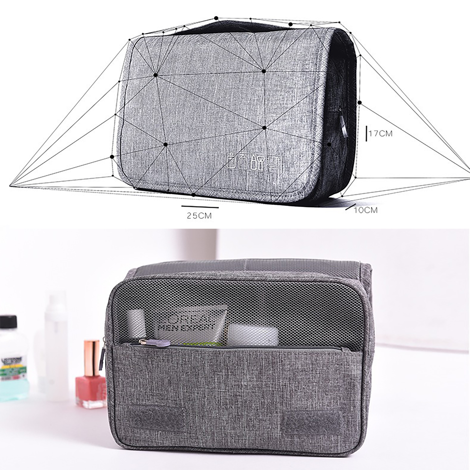 Travel Hanging Toiletry Bag - Waterproof Large Makeup Organizer & Shaving Kit, Essential Carry-on Travel Accessories for Cosmetics - Image 7