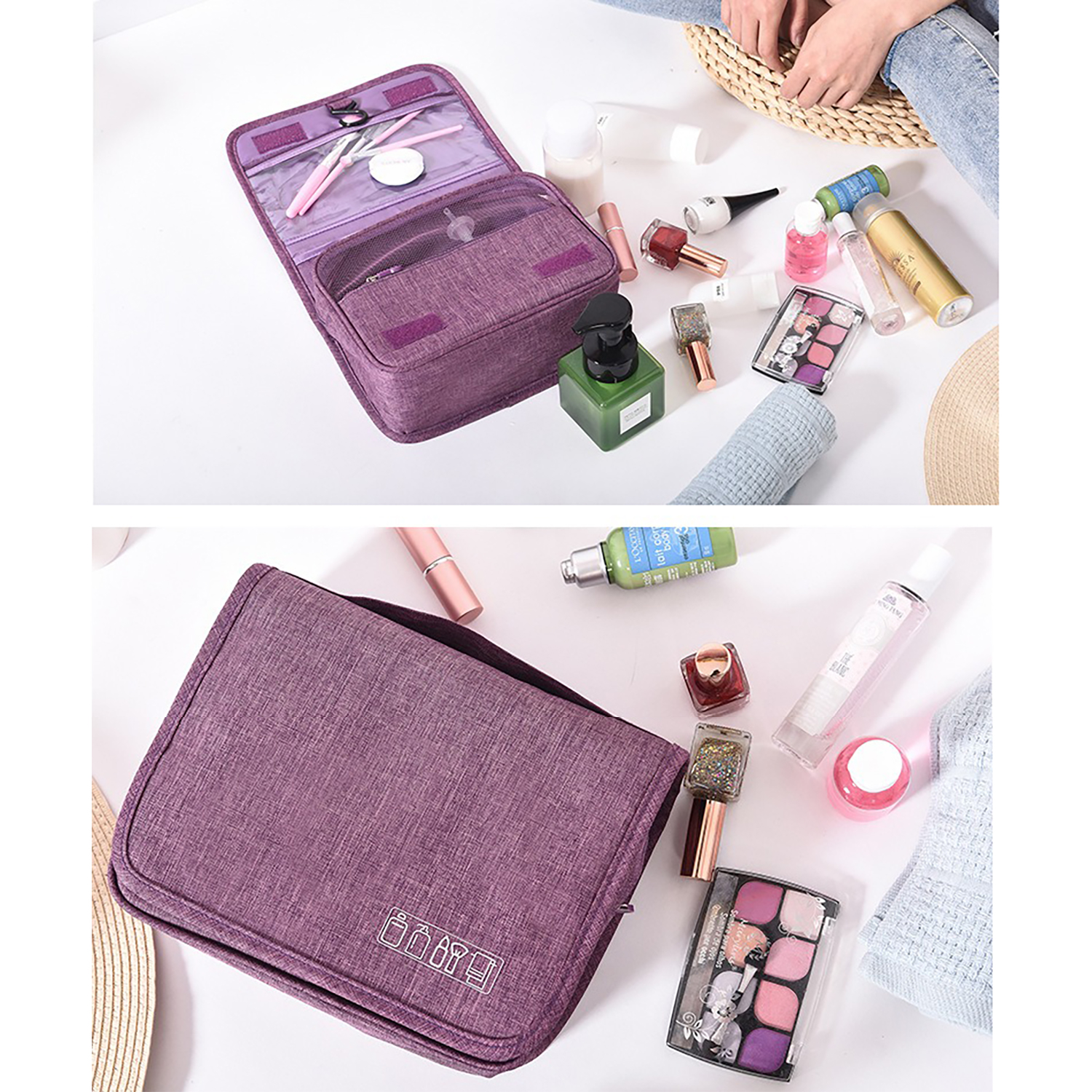 Travel Hanging Toiletry Bag - Waterproof Large Makeup Organizer & Shaving Kit, Essential Carry-on Travel Accessories for Cosmetics - Image 12