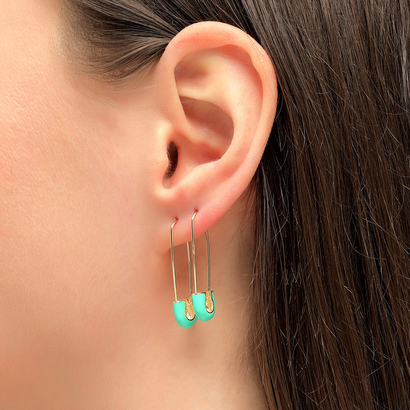 Vibrant Multicolor Oil Necklace Pin with Ear Hook - Unique Accessory - Image 3