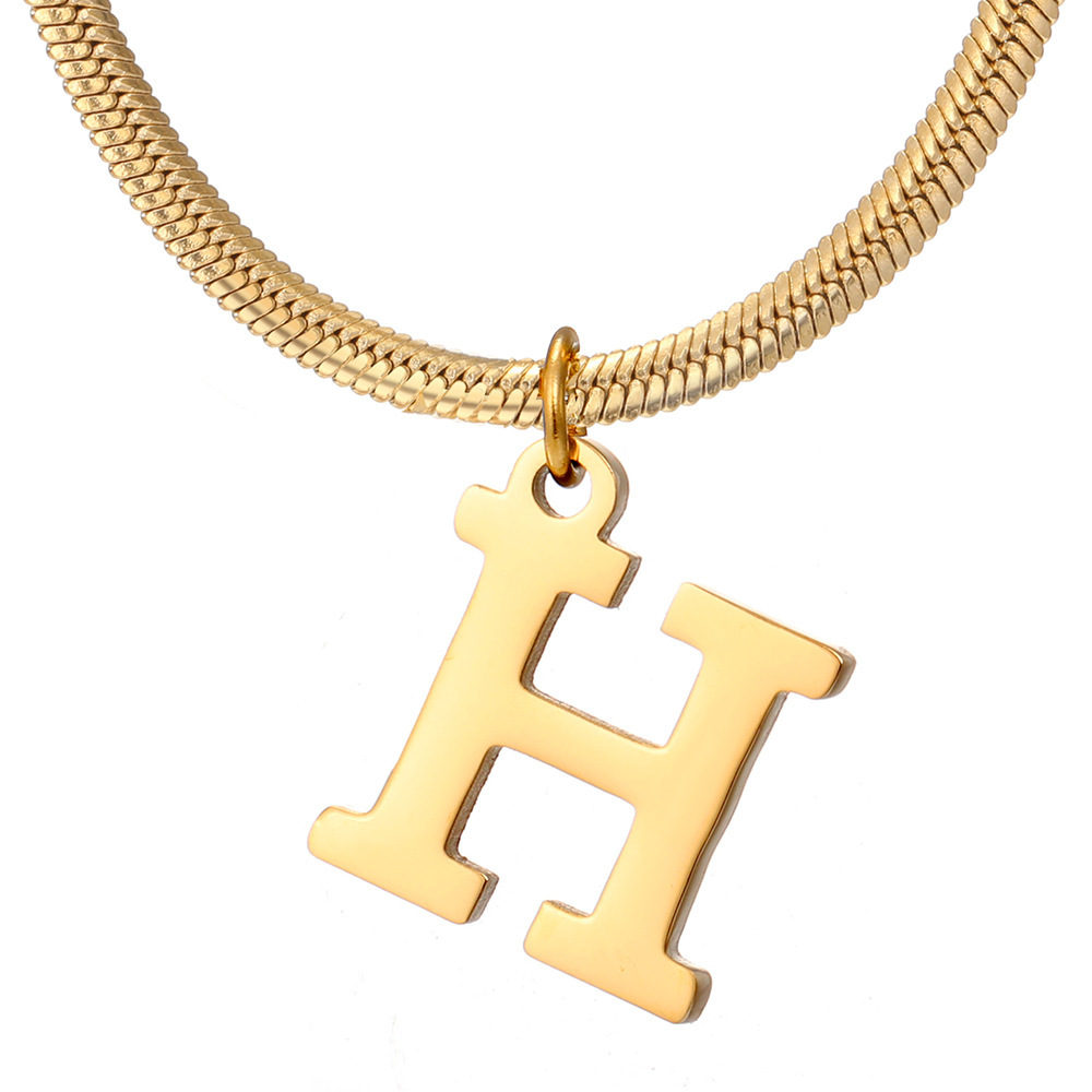 Stylish Minimalist A-Z Letter Pendant Necklace for Women - Gold Stainless Steel Snake Chain Jewelry Gift for Birthdays - Image 5