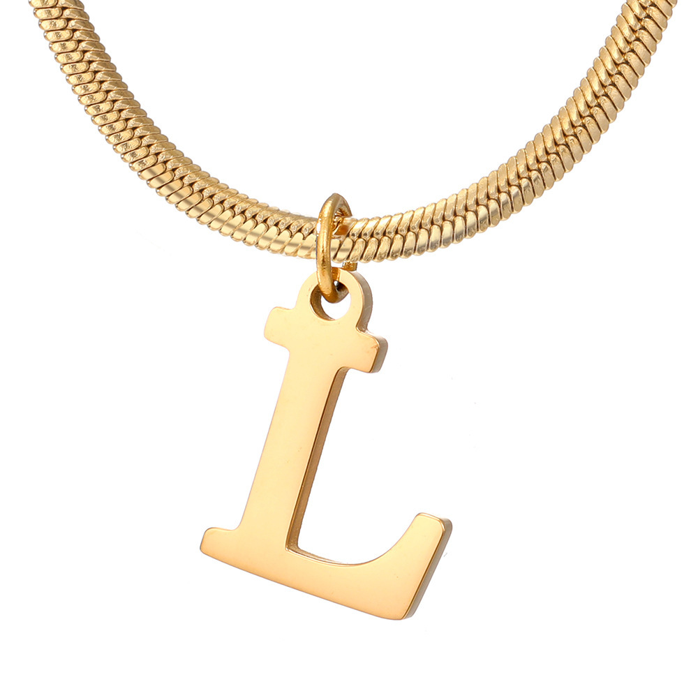 Stylish Minimalist A-Z Letter Pendant Necklace for Women - Gold Stainless Steel Snake Chain Jewelry Gift for Birthdays - Image 9