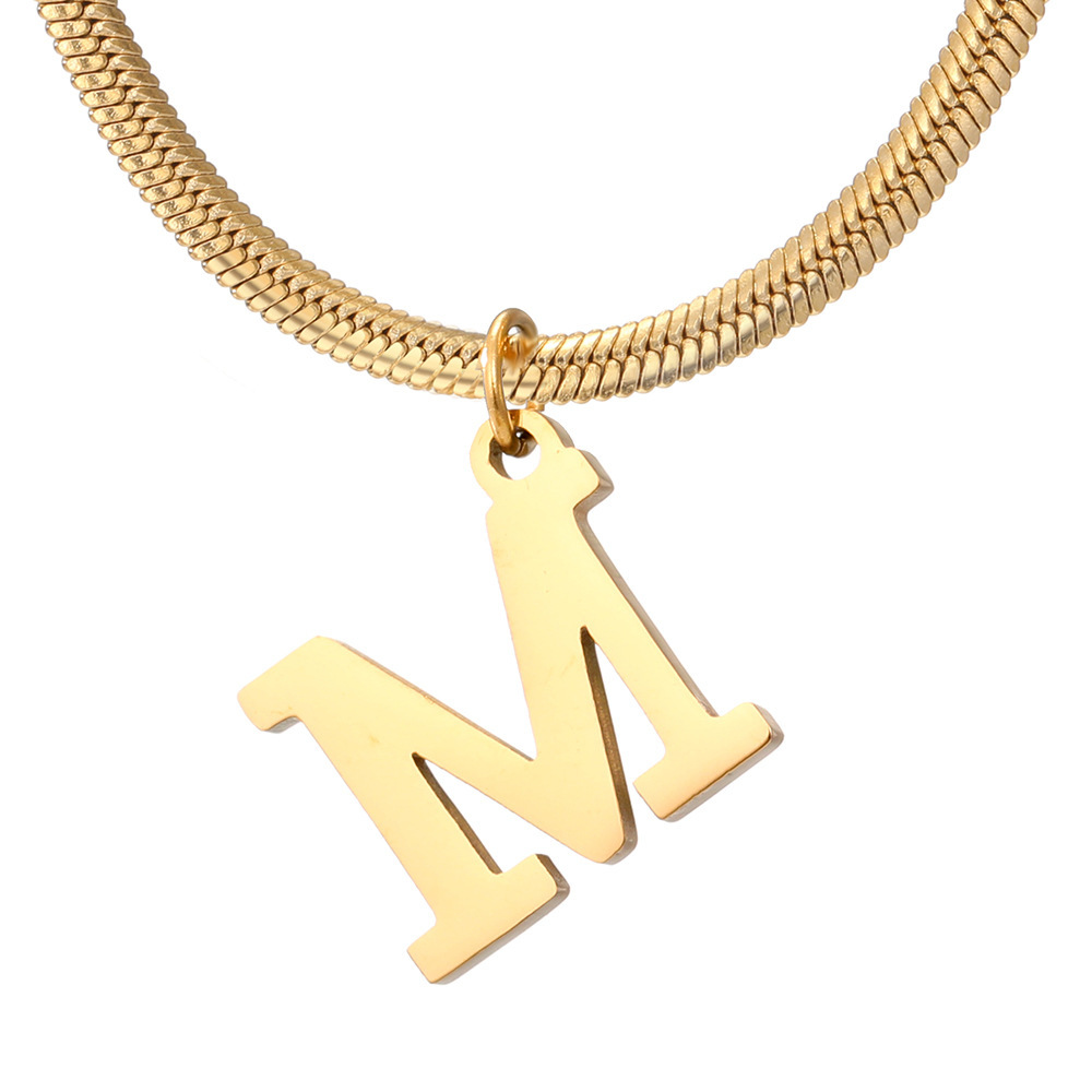 Stylish Minimalist A-Z Letter Pendant Necklace for Women - Gold Stainless Steel Snake Chain Jewelry Gift for Birthdays - Image 10
