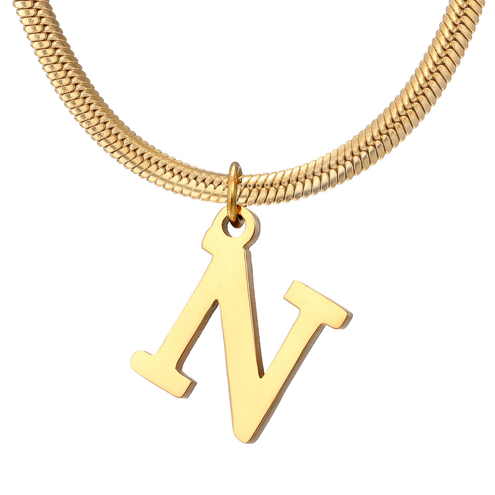Stylish Minimalist A-Z Letter Pendant Necklace for Women - Gold Stainless Steel Snake Chain Jewelry Gift for Birthdays - Image 12