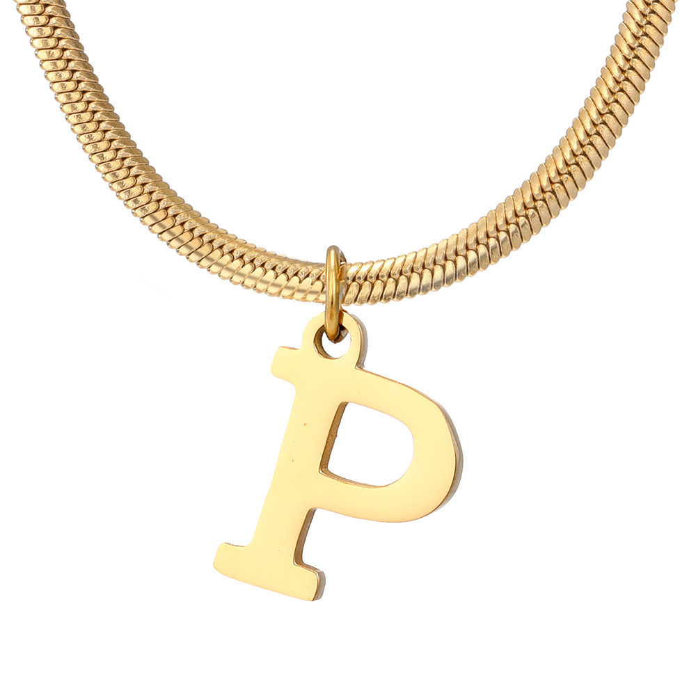 Stylish Minimalist A-Z Letter Pendant Necklace for Women - Gold Stainless Steel Snake Chain Jewelry Gift for Birthdays - Image 14