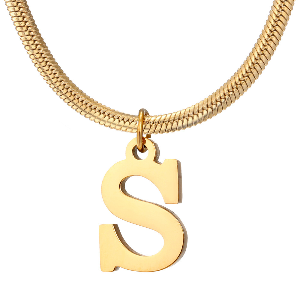 Stylish Minimalist A-Z Letter Pendant Necklace for Women - Gold Stainless Steel Snake Chain Jewelry Gift for Birthdays - Image 17