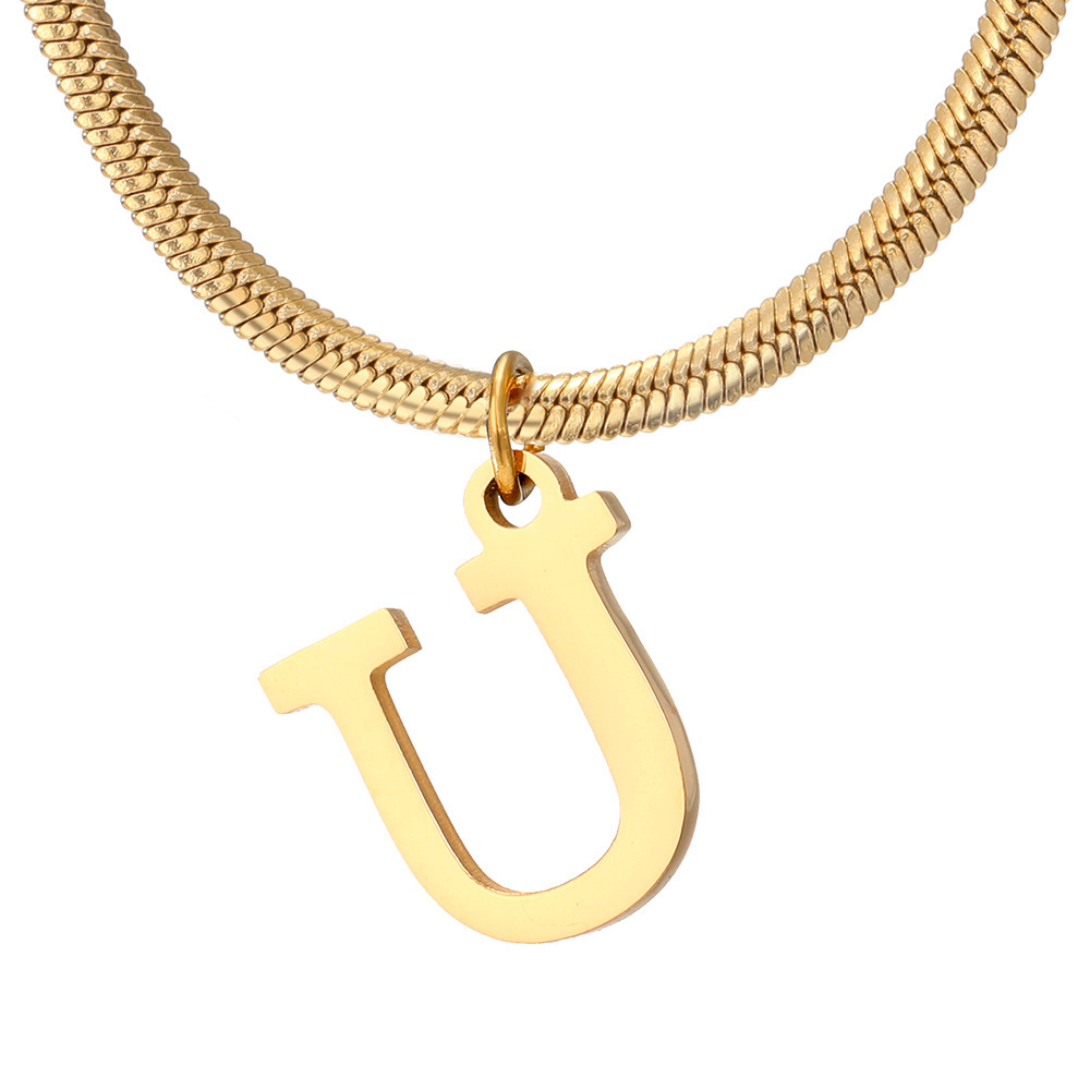 Stylish Minimalist A-Z Letter Pendant Necklace for Women - Gold Stainless Steel Snake Chain Jewelry Gift for Birthdays - Image 19