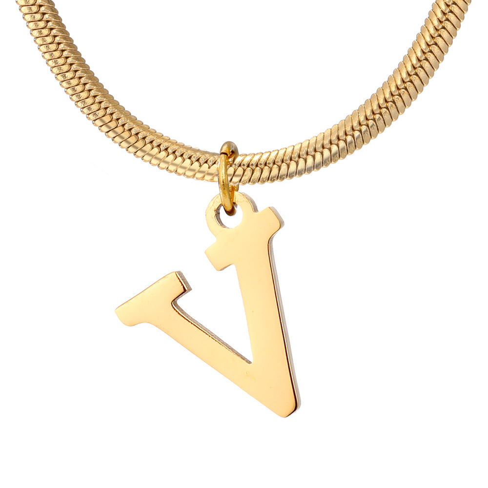 Stylish Minimalist A-Z Letter Pendant Necklace for Women - Gold Stainless Steel Snake Chain Jewelry Gift for Birthdays - Image 20