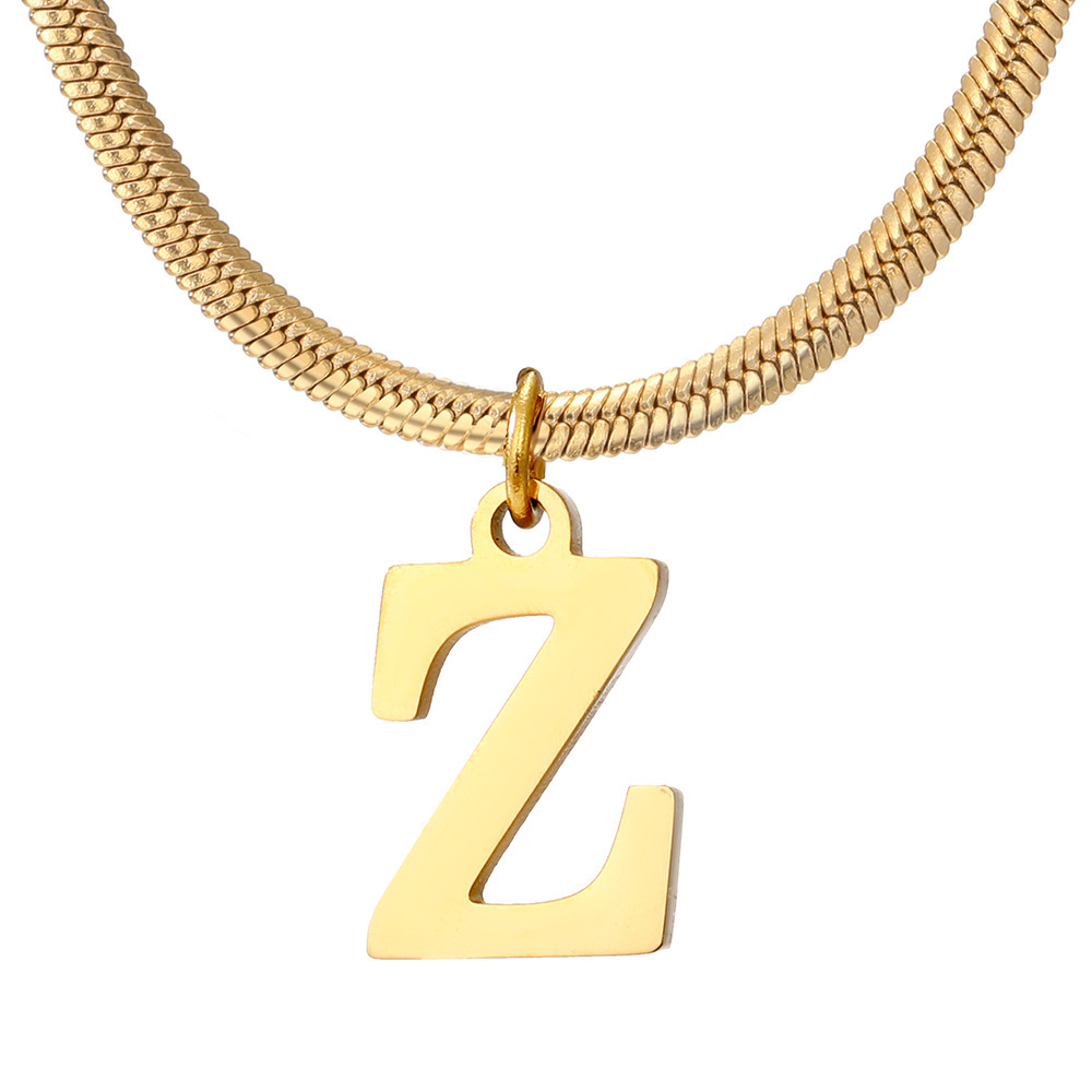 Stylish Minimalist A-Z Letter Pendant Necklace for Women - Gold Stainless Steel Snake Chain Jewelry Gift for Birthdays - Image 25
