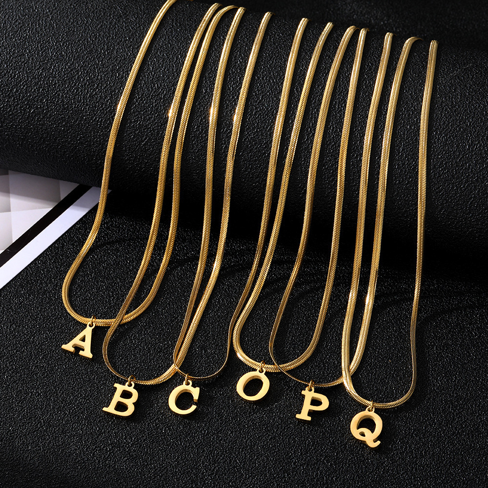 Stylish Minimalist A-Z Letter Pendant Necklace for Women - Gold Stainless Steel Snake Chain Jewelry Gift for Birthdays - Image 26