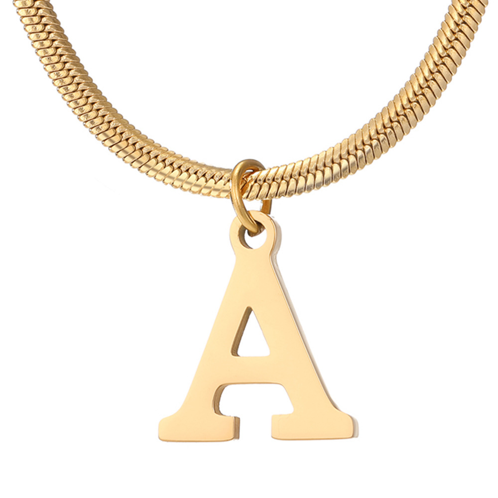 Stylish Minimalist A-Z Letter Pendant Necklace for Women - Gold Stainless Steel Snake Chain Jewelry Gift for Birthdays - Image 28