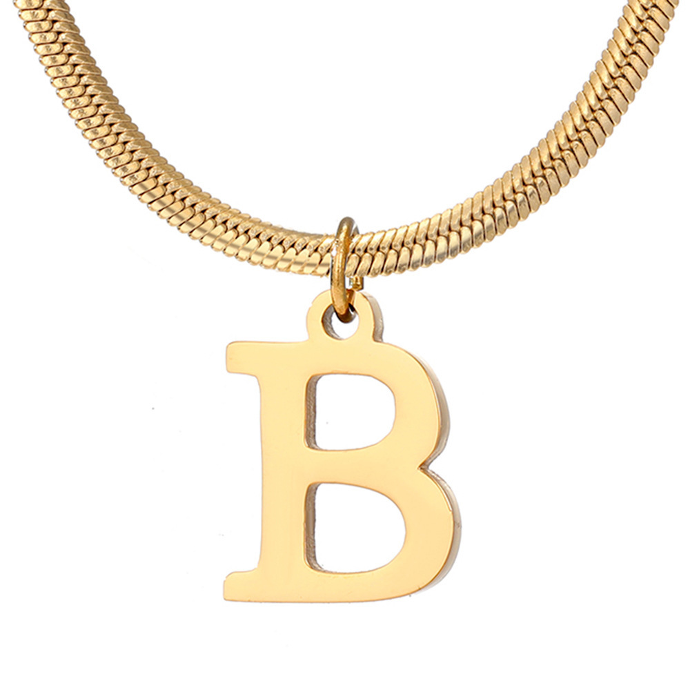Stylish Minimalist A-Z Letter Pendant Necklace for Women - Gold Stainless Steel Snake Chain Jewelry Gift for Birthdays - Image 30