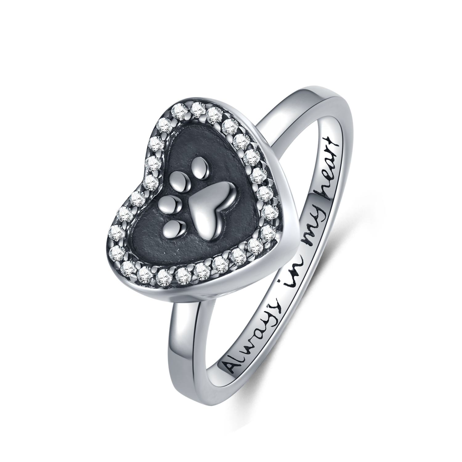 Sterling Silver Heart Urn Cremation Ring for Pet Ashes - Dog Cat Paw Keepsake Jewelry - Image 7