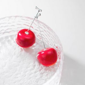 Chic S925 Silver Cherry-shaped Earrings for Women - Elegant Mori Fashion