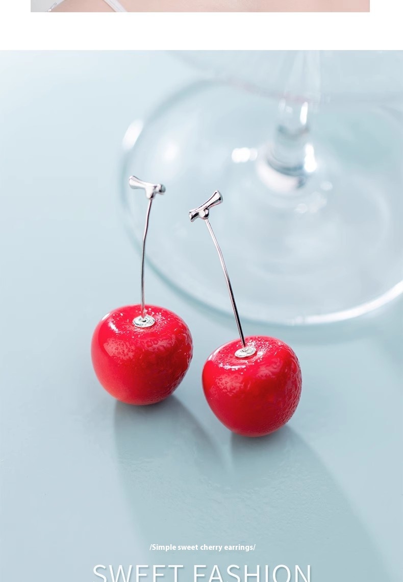 Chic S925 Silver Cherry-shaped Earrings for Women - Elegant Mori Fashion - Image 10